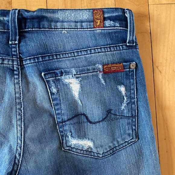 😎7 For All Mankind Crop Straight Leg Cuffed Jeans low rise - Picture 5 of 6